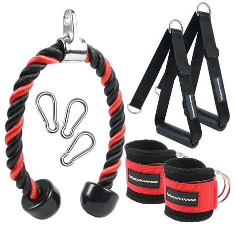 Buy Renranring Tricep Rope Cable Machine Attachment Ankle Straps For