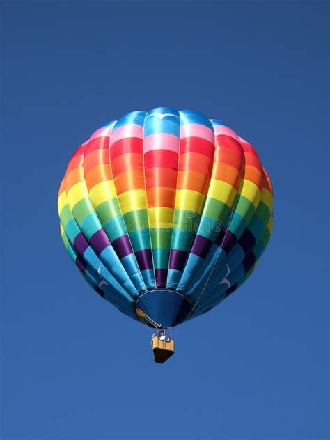 Multi Colored Hot Air Balloon Stock Image Image Of Rainbow Basket