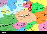 Polonia, Varsovia - capital, anclado en el mapa político Fotografía de ...