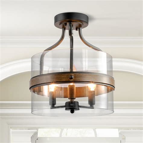 Lnc Miya Light Black Modern Transitional Semi Flush Mount Ceiling