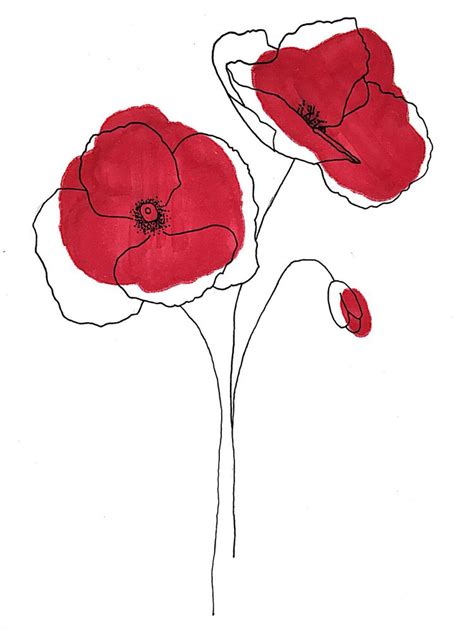 Poppies Art Print By Edeline Meneses Flower Line Drawings Poppy Art