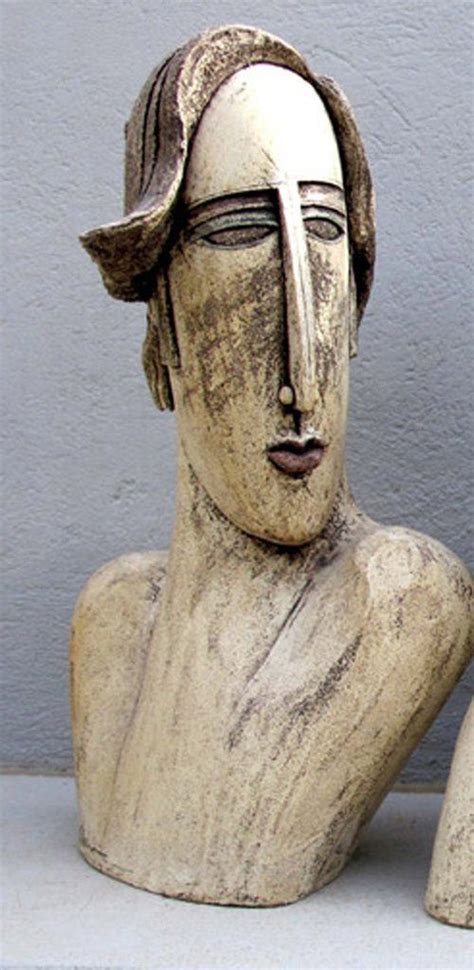 Ceramic Sculpture Ceramic Bust Sculpture Beautiful Man Long Face