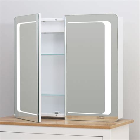 Uk Bathroom Led Mirror Cabinet With Shaver Socketsensordemister Padbluetooth Ebay