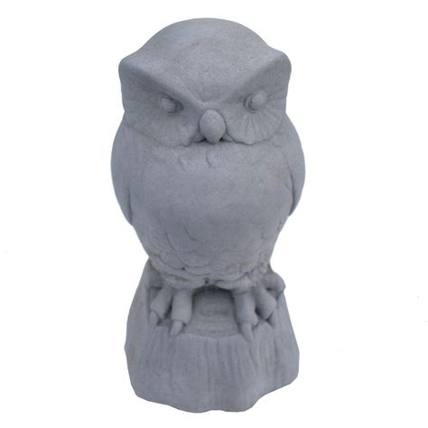 Cast Stone Owl Garden Statue Antique Gray Gnowl Ag The Home Depot