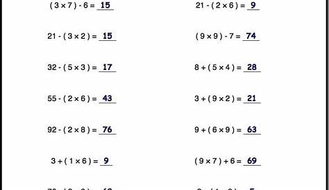 simple order of operations worksheets