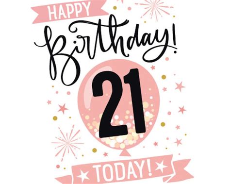 Printable 21st Birthday Card In Pink Happy Birthday 21 Etsy