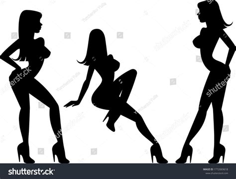 Set Silhouettes Girl Stripper Different Poses Stock Vector Royalty Free 1772069618
