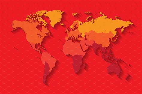 World Map With Countries Red Color Custom Designed Graphics