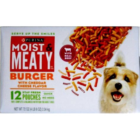No other purina products or sizes are affected. Purina Moist & Meaty Dog Food Burger With Cheddar Cheese ...