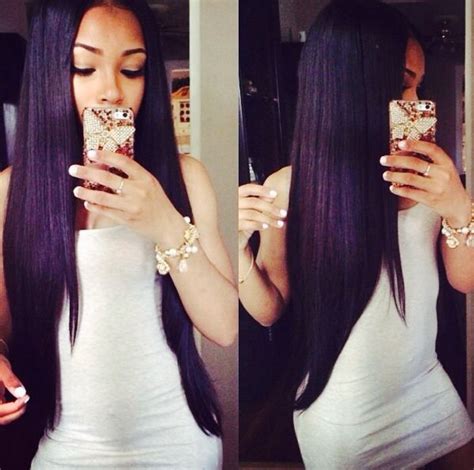 Long Straight Middle Part Sew In Hair Pinterest Lace