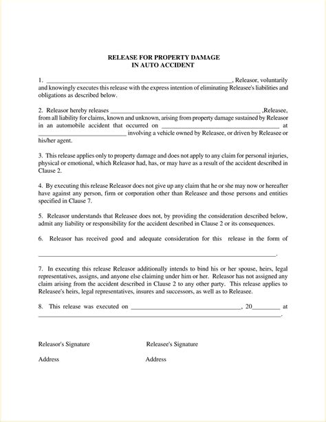 Printable Car Accident Settlement Agreement Form Printable Word Searches