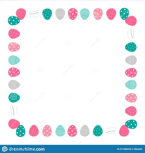 Easter Flower Wreath Easter Frame With Decorated Eggs And Flowers And