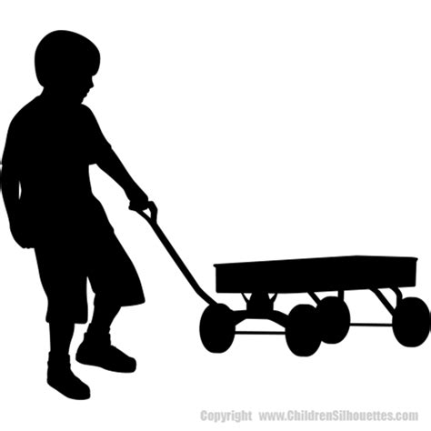 Boy Pulling Wagon Silhouette Childrens Decor Boy Pulling A Wagon