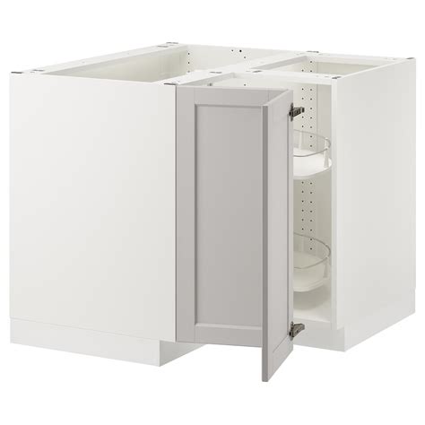 Sektion Corner Base Cabinet With Carousel Whitelerhyttan Light Gray