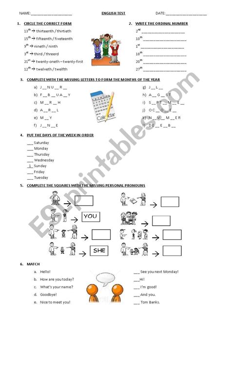 Miscellaneous Vocabulary Quiz For Beginners 1 Worksheet Question