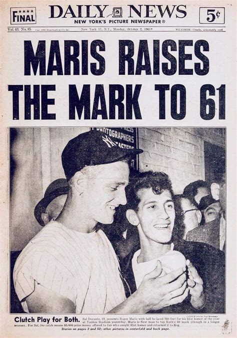 Roger Maris Breaks Babe Ruths Home Run Record