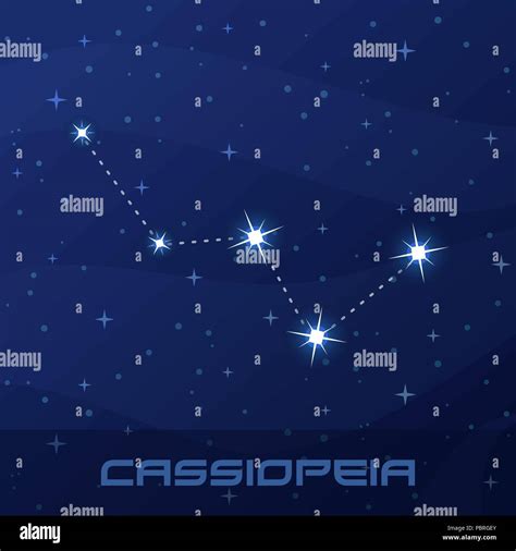 Constellation Cassiopeia Queen Night Star Sky Stock Vector Image