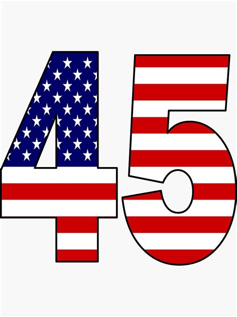 Number 45 With Usa Flag On The Background Sticker For Sale By