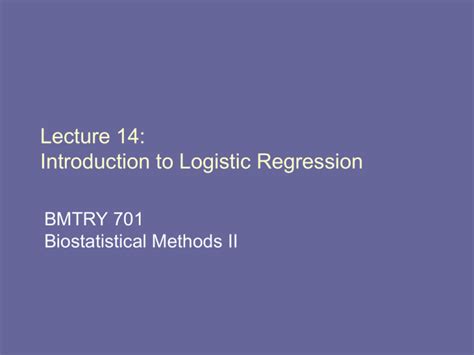 Lecture 14 Introduction To Logistic Regression