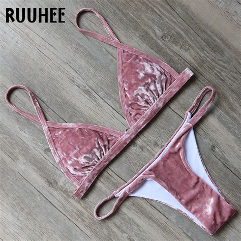 Aliexpress Com Buy Ruuhee Velvet Bikini Swimwear Women Swimsuit Sexy