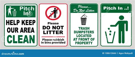 Illustrated Set Of No Littering Signs Royalty Free Stock Photo