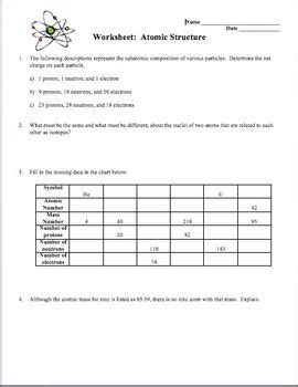 (see structure packet!) if no charge is given, assume that atom is neutral (equal protons and electrons). Atomic Structure Practice Worksheet Answer Key - Worksheetpedia