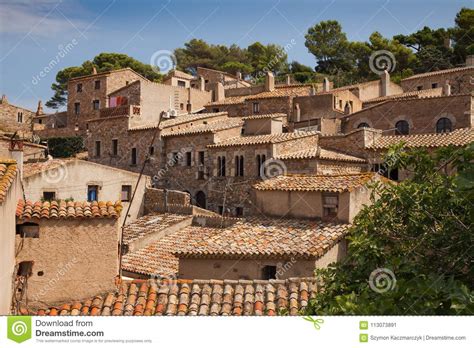 Old Town Of Tossa De Mar Medieval Buildings Next To The