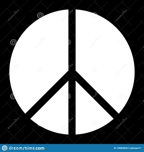 Peace Symbol Icon White Simple Segmented Shapes Isolated Vector