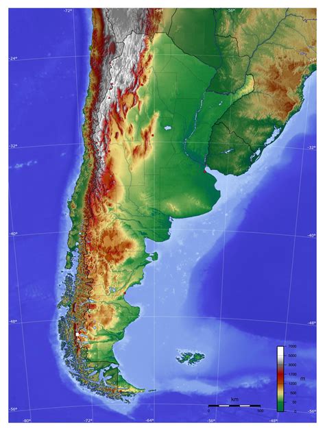 Grande Mapa Físico De Argentina Argentina América Del Sur Mapas