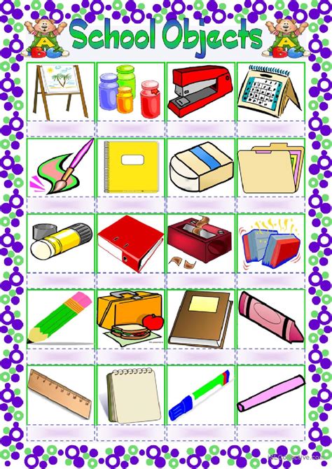 School Objects Pictionary English Esl Worksheets Pdf And Doc