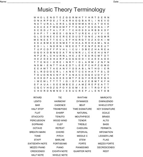 Music Word Search Music Word Search Music Words Music Theory Worksheets