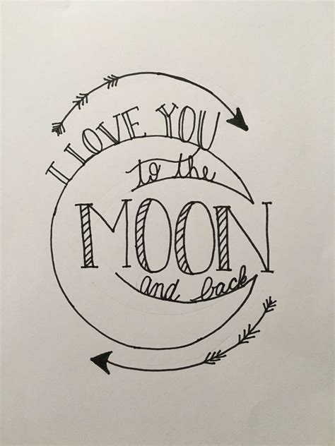 I Love You To The Moon And Back Hand Lettering On White Paper With