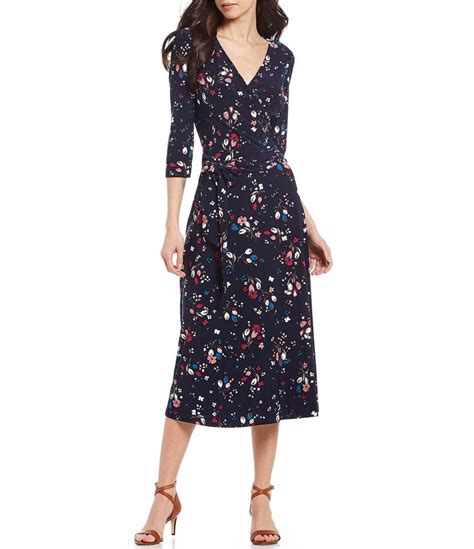 Shop For Lauren Ralph Lauren Floral Print V Neck Jersey Midi Dress At