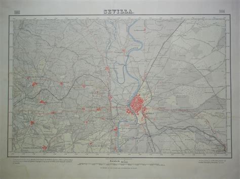 Mapa De Sevilla Y Sus Alrededores De 1918 Grabados Laurence Shand