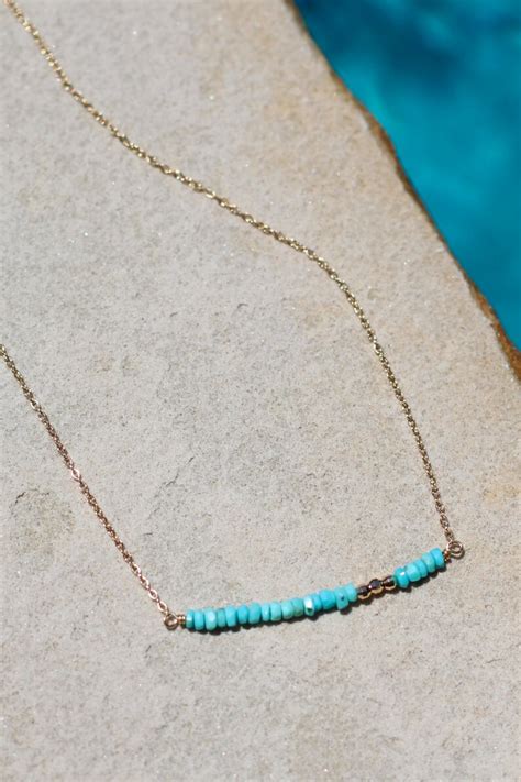 Turquoise Bar Necklace Gemstone Bar Minimalist Layering Etsy