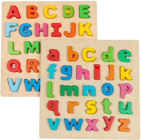 Wooden Alphabet Puzzle For Toddlers Lowercase And Uppercase Letters