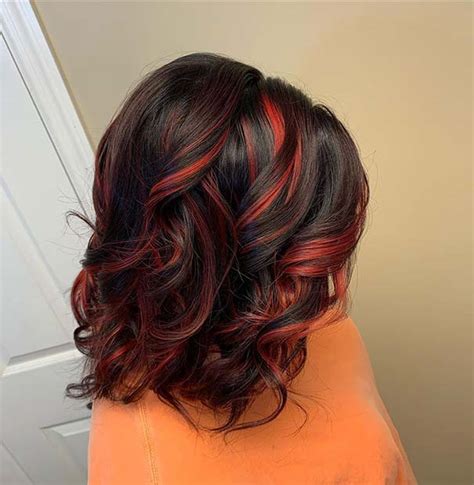 Chestnut brown ribbons will make your dark red hair pop while adding texture and dimension. 23 Ways to Rock Black Hair with Red Highlights | Page 2 of ...