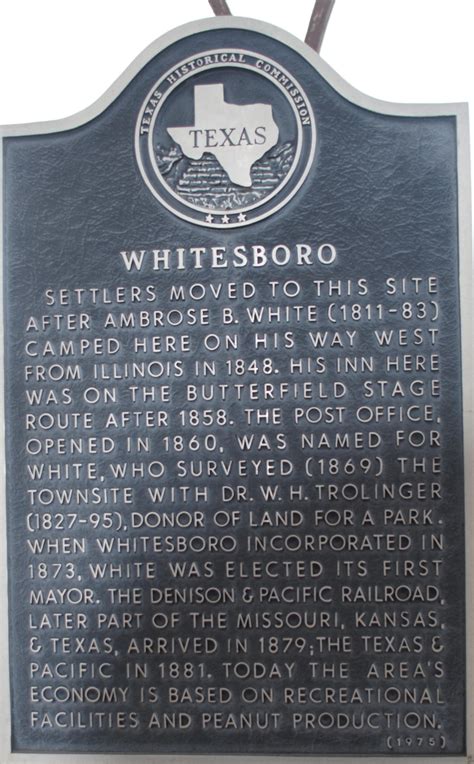Texas Historical Commission Marker Whitesboro Side 1 Of 1 The