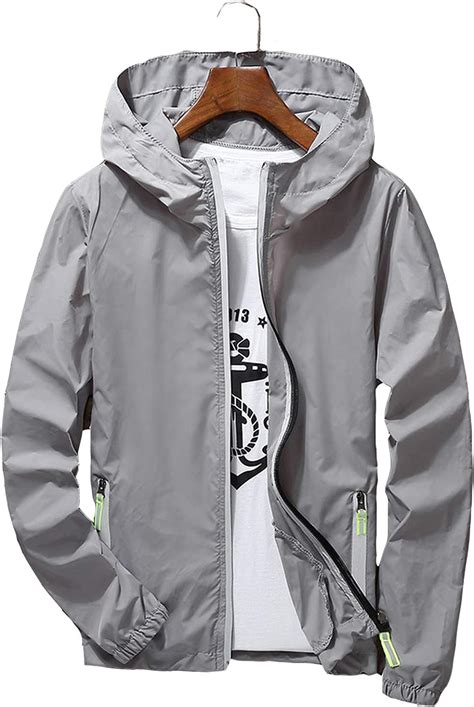 Ultra Light Mens Hooded Jacket Thin Windbreaker Coat Sunscreen