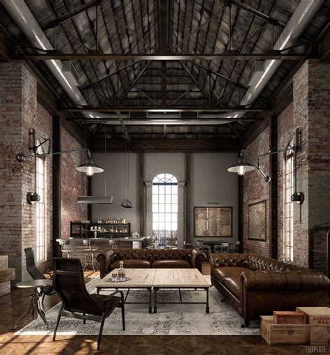 Industrial Style For Living Room Design Apply with Concrete, Brick, and ...