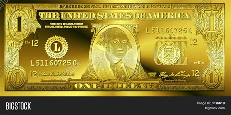 Golden One Dollar Bill Image And Photo Bigstock