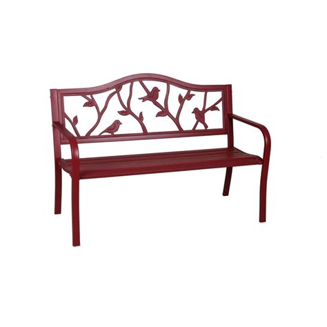 Garden Treasures 235 In W X 504 In L Red Steel Patio Bench At