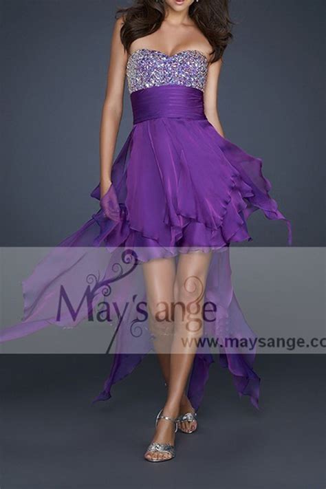 best violet asymmetrical prom dress with sexy sparkling top
