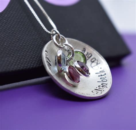 Personalized Mom Necklace Mothers Day Gift Sterling Silver Birthstone
