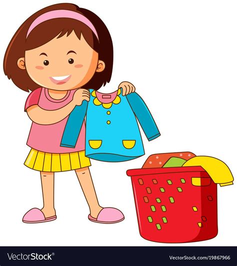 Little Girl Doing Laundry Illustration Download A Free Preview Or High
