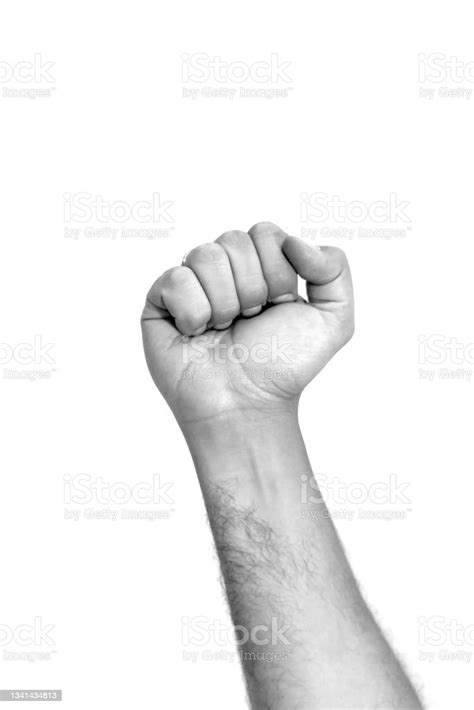 Male Clenched Fist Isolated On White Background Fist Pump Protest