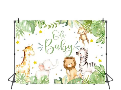 Boy Safari Baby Shower Backdrop Oh Baby Jungle Animals Etsy