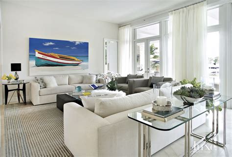 Contemporary White Living Room With Custom Furnishings Luxe Interiors