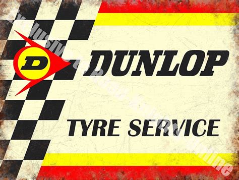 Vintage Garage Dunlop Tyres Motorsport Car 154 Racing Old Large Metal