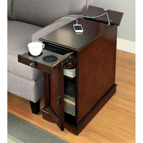 Lois Multi Functional Side Table With Storage And Charging Station Usb